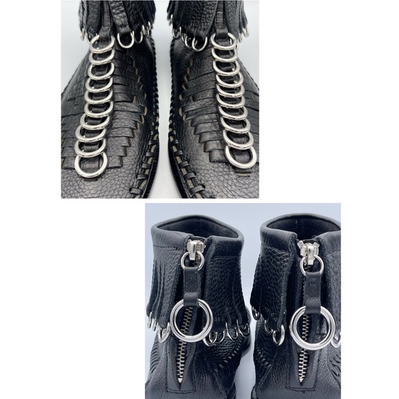 ✨🎉HP🎉✨ ALEXANDER WANG ‘Montana’ Black Leather Moccasin Fringe Boots | 38.5/8.5 - Picture 15 of 15